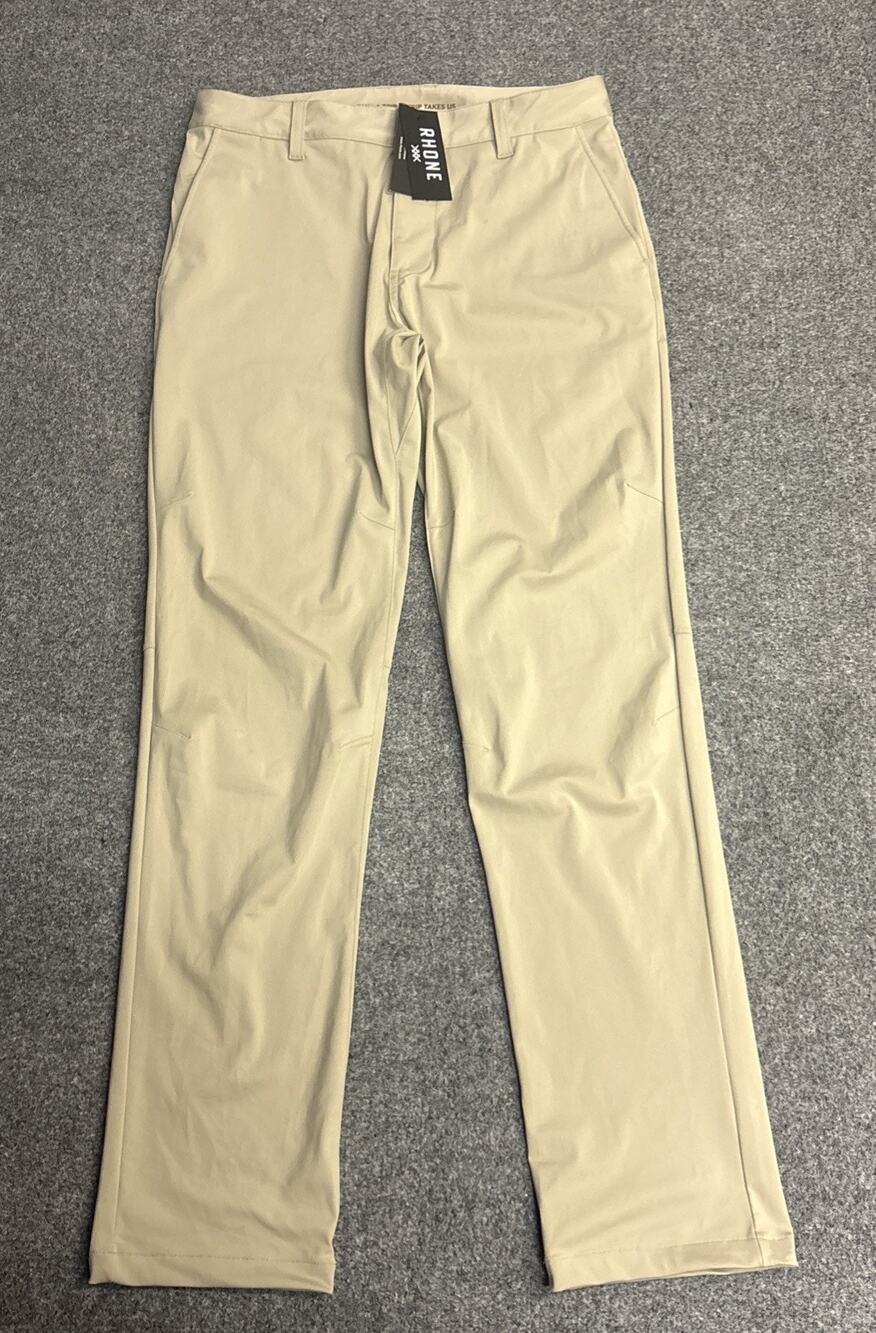 NWT Rhone Commuter Pants Slim Fit Mens 32 Khaki Performance Golf